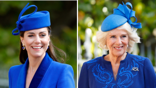 The former Kate Middleton and Camilla, queen consort, attend Easter Sunday service at St George’s Chapel at Windsor Castle.