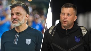 Anthony Hudson (left) has quit as interim head coach of the U.S. men’s soccer team just two weeks before he was to lead the Americans in the CONCACAF Nations League semifinals. He was replaced by B.J. Callaghan (right).