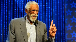 FILE -- Bill Russell won 11 championships in 13 seasons, broke the color barrier in major U.S. sports as its first Black head coach and marched with Dr. Martin Luther King Jr.