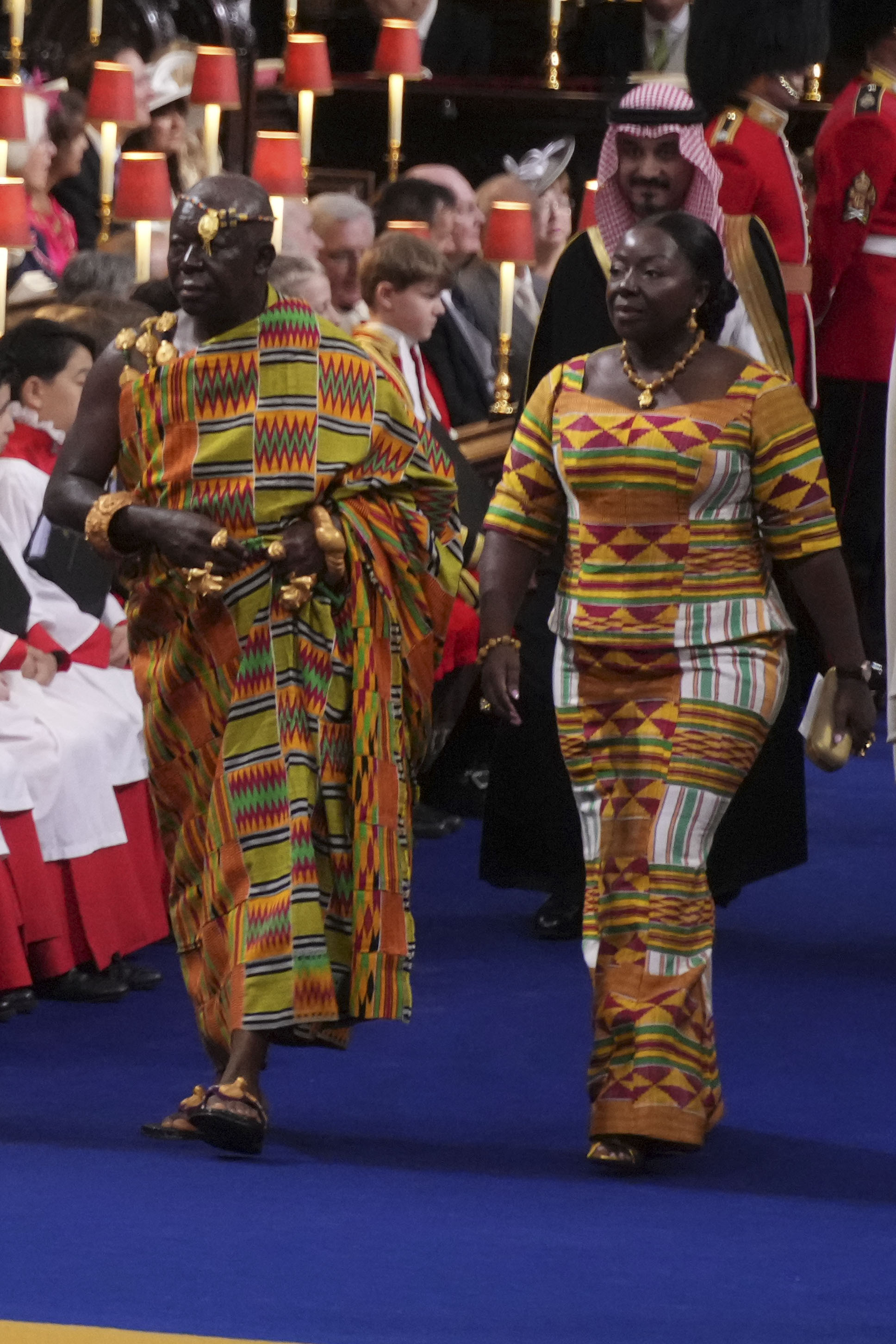 Representatives of the Commonwealth realms arrive in Westminster Abbey ahead of the Coronation of King Charles III and Queen Camilla on May 6, 2023 in London, England.