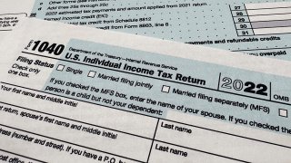 FILE - The Internal Revenue Service 1040 tax form for 2022 is seen on April 17, 2023.