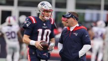 Patriots quarterback Mac Jones and offensive coordinator Josh McDaniels
