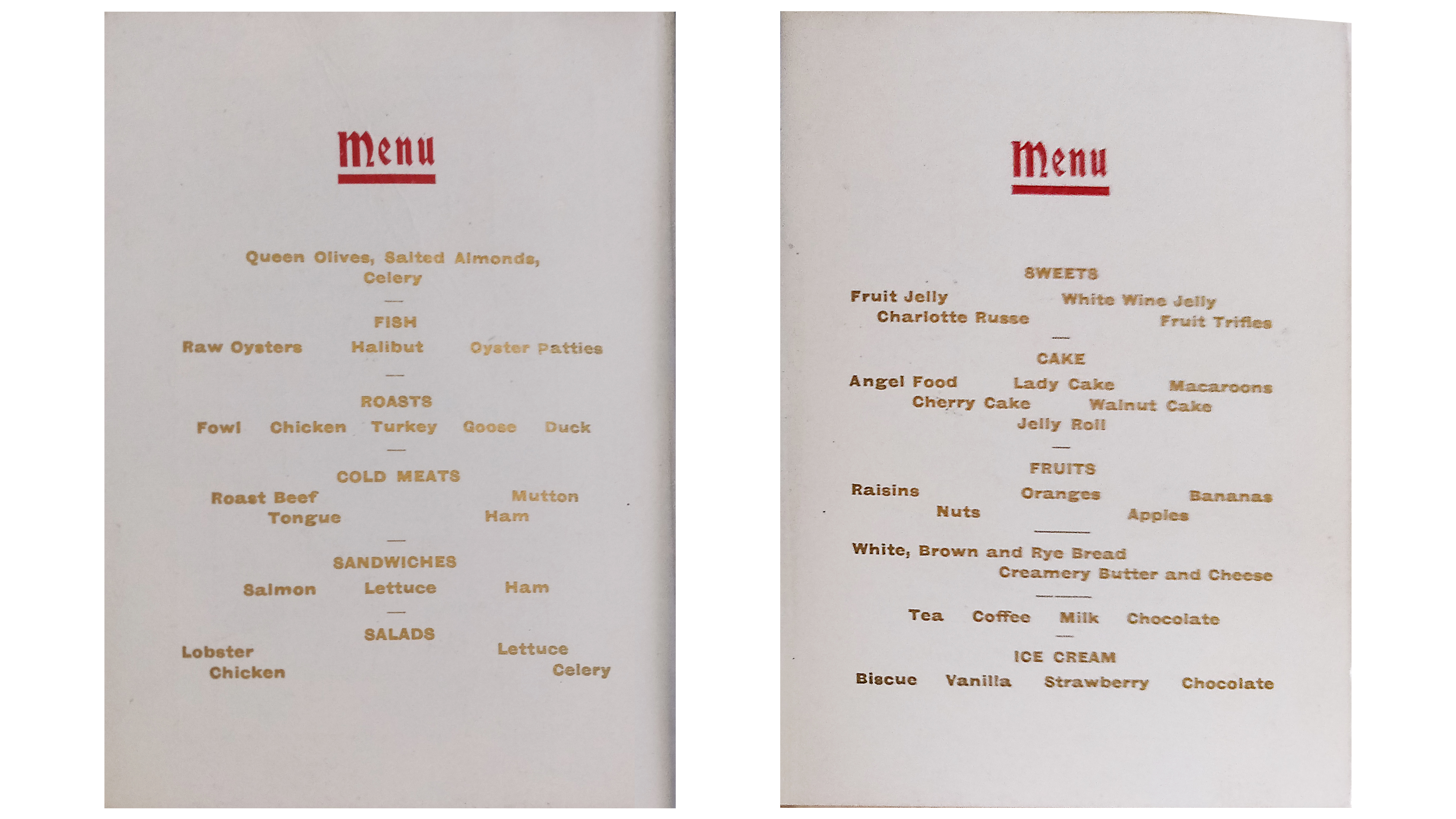 A menu from the Vancouver Fireman's Ball, 1904.