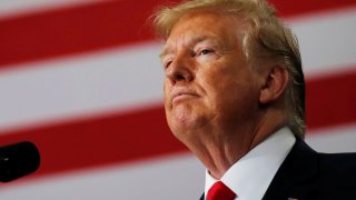 President Donald Trump delivers remarks on supporting the passage of the U.S.-Mexico-Canada (USMCA) trade deal during a visit to Derco Aerospace Inc., a Lockheed Martin subsidiary, in Milwaukee, Wisconsin, July 12, 2019.