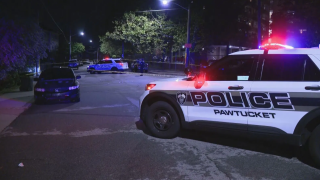 Police cruisers block off the scene at Barton Street and Montgomery Street, Friday, June 9, 2023.