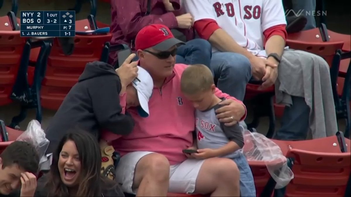 Young Red Sox fan loses it after brother throws ball away