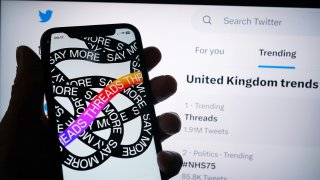 An Apple iPhone screen showing the Threads app. The new app billed as a rival to Twitter has seen more than 10 million people sign up in its first few hours, according to Meta boss Mark Zuckerberg. Threads, created by Facebook and Instagram owners Meta, went live in the UK at midnight.