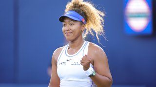 SAN JOSE, CALIFORNIA – AUGUST 02: Naomi Osaka of Japan reacts against Qinwen Zheng of China during the Mubadala Silicon Valley Classic, part of the Hologic WTA Tour, at Spartan Tennis Complex on August 02, 2022 in San Jose, California.