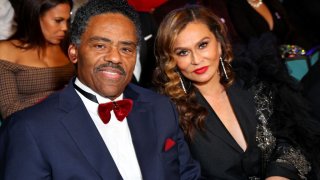 Richard Lawson and Tina Knowles attend the 54th NAACP Image Awards at Pasadena Civic Auditorium on February 25, 2023 in Pasadena, California.