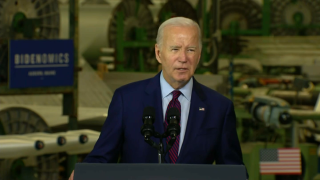 President Joe Biden speaking in Auburn, Maine, on Friday, July 28, 2023.