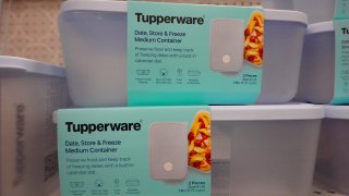Tupperware products are offered for sale at a retail store on April 10, 2023 in Chicago, Illinois.