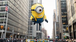 A view of the Stuart The Minion balloon during the 2022 Macy’s Thanksgiving Day Parade on November 24, 2022 in New York City.