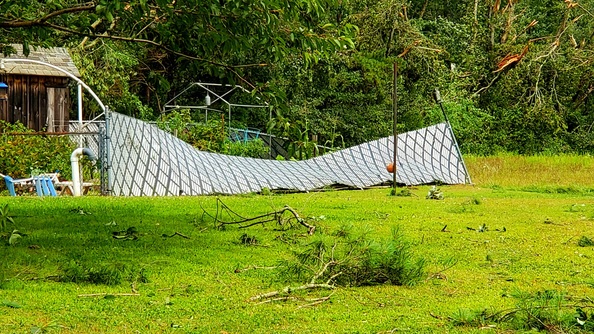 Storm damage after a confirmed tornado touchdown in Mattapoisett, Massachusetts, on Aug. 8, 2023.