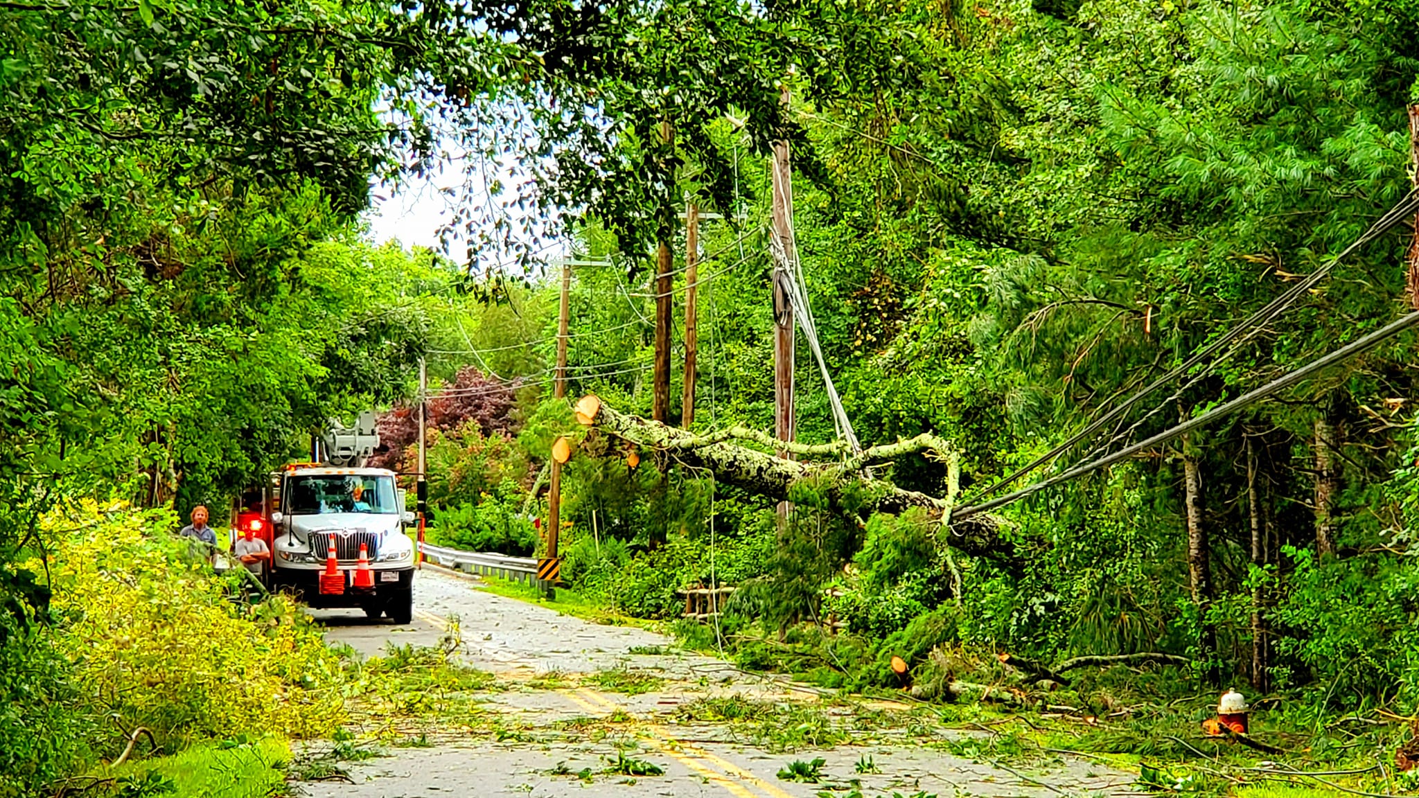 Storm damage after a confirmed tornado touchdown in Mattapoisett, Massachusetts, on Aug. 8, 2023.