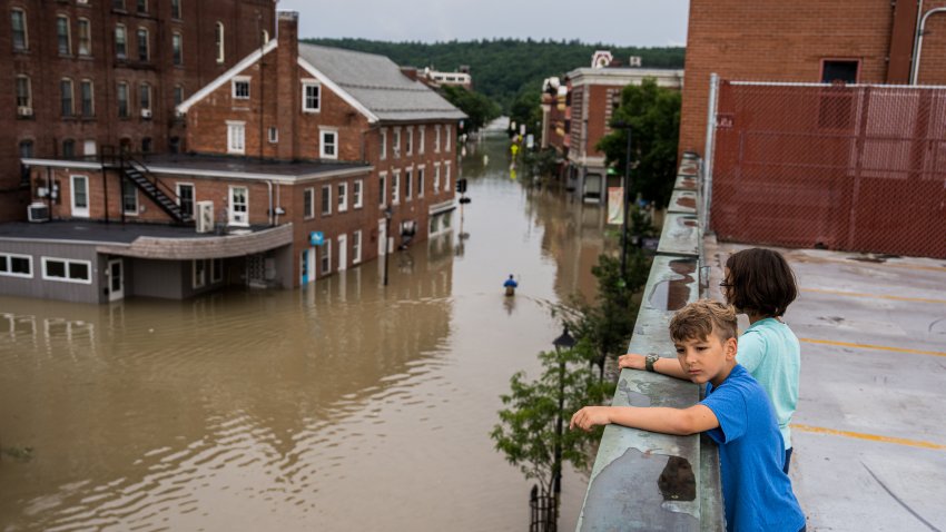 MONTPELIER, VT – JULY, 11: Flooding in downtown Montpelier, Vermont on Tuesday, July 11, 2023. Vermont has been under a State of Emergency since Sunday evening as heavy rains continued through Tuesday morning causing flooding across the state. ( Photo by John Tully for The Washington Post via Getty Images)