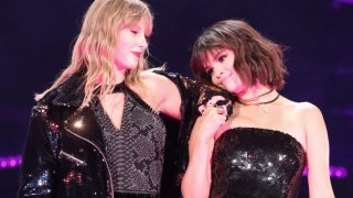 FILE - Taylor Swift and Selena Gomez perform onstage during the Taylor Swift reputation Stadium Tour at the Rose Bowl on May 19, 2018 in Pasadena, California.