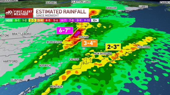 Rainfall totals Massachusetts: Flooding in Boston and beyond – NBC Boston