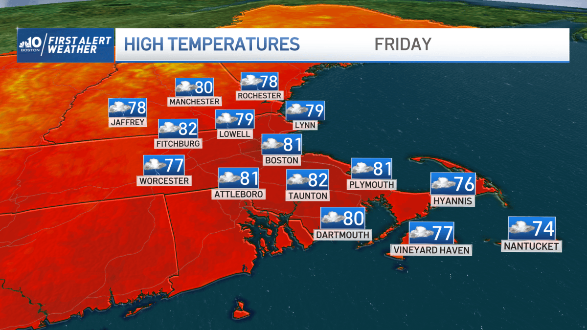 Boston MA weather: Cloudy today, showers tomorrow – NBC Boston