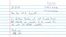 A handwritten request to be removed as a registered voter in the town of West Bridgewater.