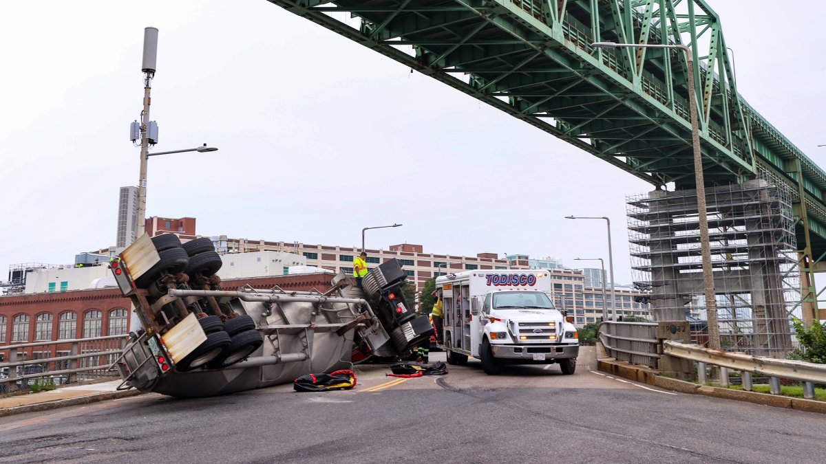 Boston crash Charlestown truck rolls over NBC Boston