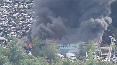 Firefighters battling inferno at Billerica junkyard