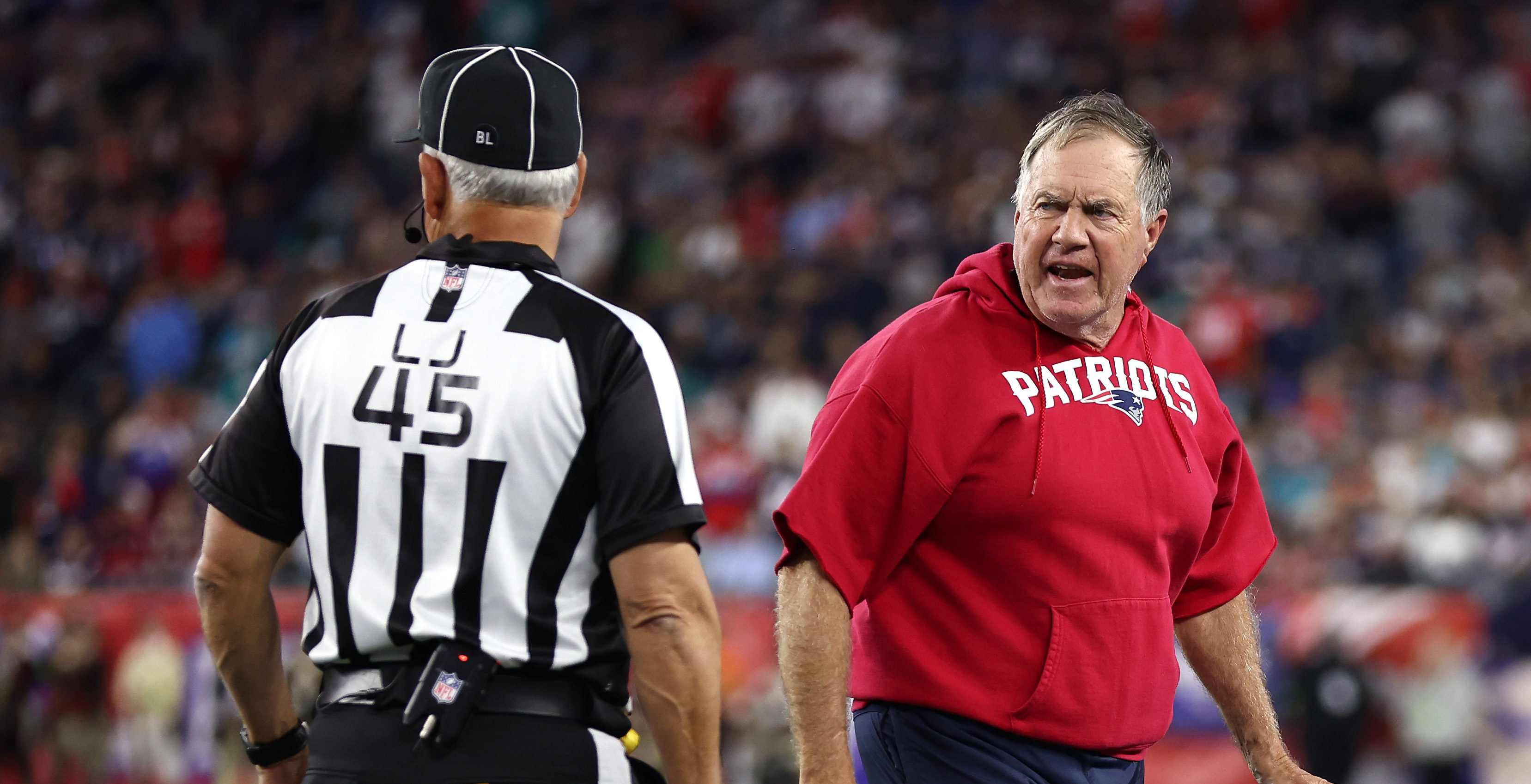 NFL fans amused by Bill Belichick's sassy challenge flag throw