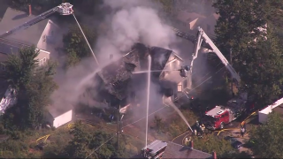 Firefighters battling a deadly blaze in Athol, Massachusetts, on Thursday, Sept. 7, 2023.