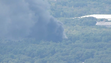 Smoke from a fire in Billerica, Massachusetts, on Friday, Sept. 15, 2023.