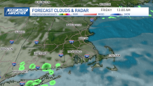 Expected cloud cover over Boston, Massachusetts and southern new England at midnight on the morning of Friday, Sept. 29, 2023, when the Harvest supermoon will be in the sky.