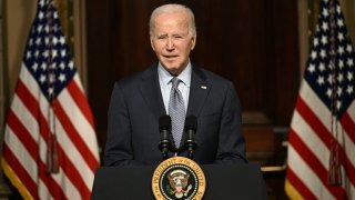 U.S. President Joe Biden speaks at a roundtable with Jewish community leaders in the Indian Treaty Room of the White House on Oct. 11, 2023.