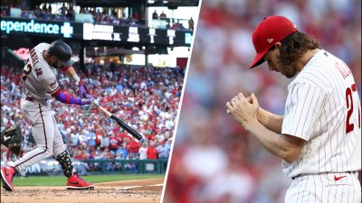 Bryce Harper stares down Orlando Arcia after hitting two home runs