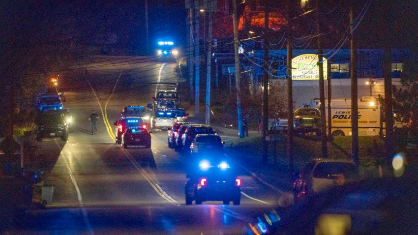 Police respond to an active shooter situation in Lewiston, Maine, Wednesday, Oct. 25, 2023.