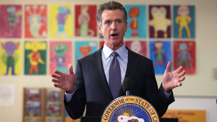 California Gov. Gavin Newsom speaks during a news conference after meeting with students at James Denman Middle School on October 01, 2021 in San Francisco, California.