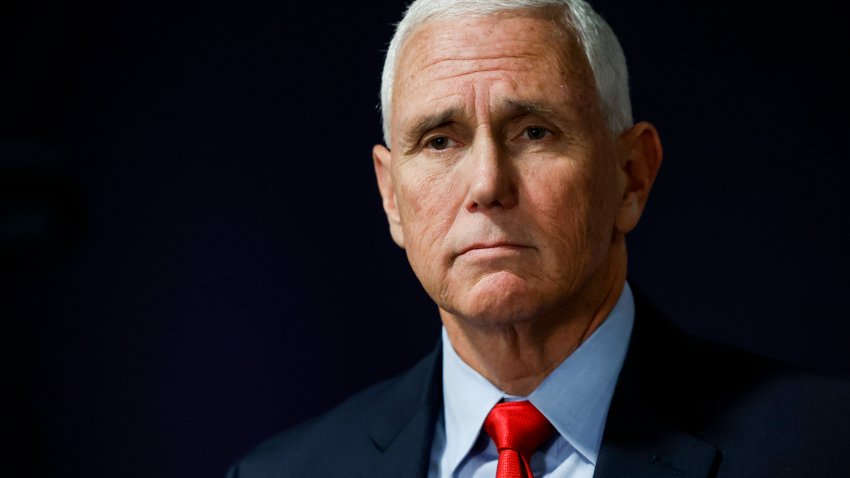 WASHINGTON, DC – SEPTEMBER 15: Republican presidential candidate, former Vice President Mike Pence speaks to reporters after his remarks at the Pray Vote Stand Summit at the Omni Shoreham Hotel on September 15, 2023 in Washington, DC. Pence spoke to reporters about policy goals if elected president. This year’s summit featured remarks from several 2024 Republican presidential candidates who came to make their case to the conservative audience. (Photo by Anna Moneymaker/Getty Images)