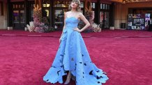 US singer Taylor Swift arrives for the "Taylor Swift: The Eras Tour" concert movie world premiere at AMC The Grove in Los Angeles, California on October 11, 2023.