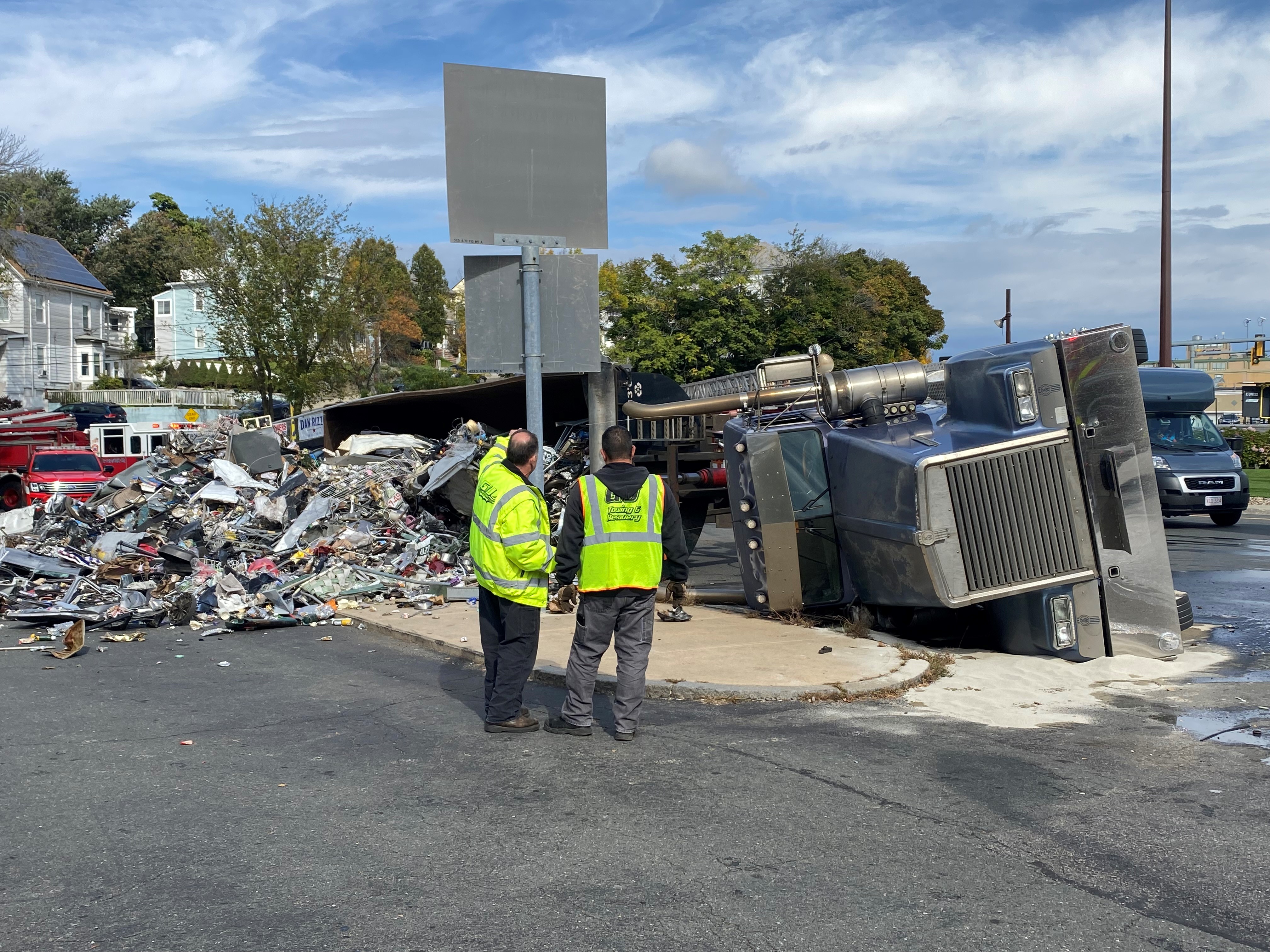 Revere, MA trash truck crash, spill (PHOTOS) NBC Boston
