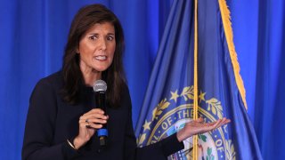 NASHUA, NEW HAMPSHIRE – OCTOBER 13: Republican presidential candidate former U.N. Ambassador Nikki Haley speaks during the 2023 First in the Nation Leadership Summit on October 13, 2023 in Nashua, New Hampshire. The two day event, hosted by the New Hampshire Republican Party, will feature Republican Presidential candidates, elected officials, and Republican leaders from across the nation to discuss conservative solutions to today’s issues. Former President Donald Trump, who is leading the other GOP contenders by a wide margin in polls in New Hampshire, has elected not to attend the event.  (Photo by Michael M. Santiago/Getty Images)