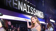 Taylor Swift attends the London premiere of "RENAISSANCE: A Film By Beyoncé"