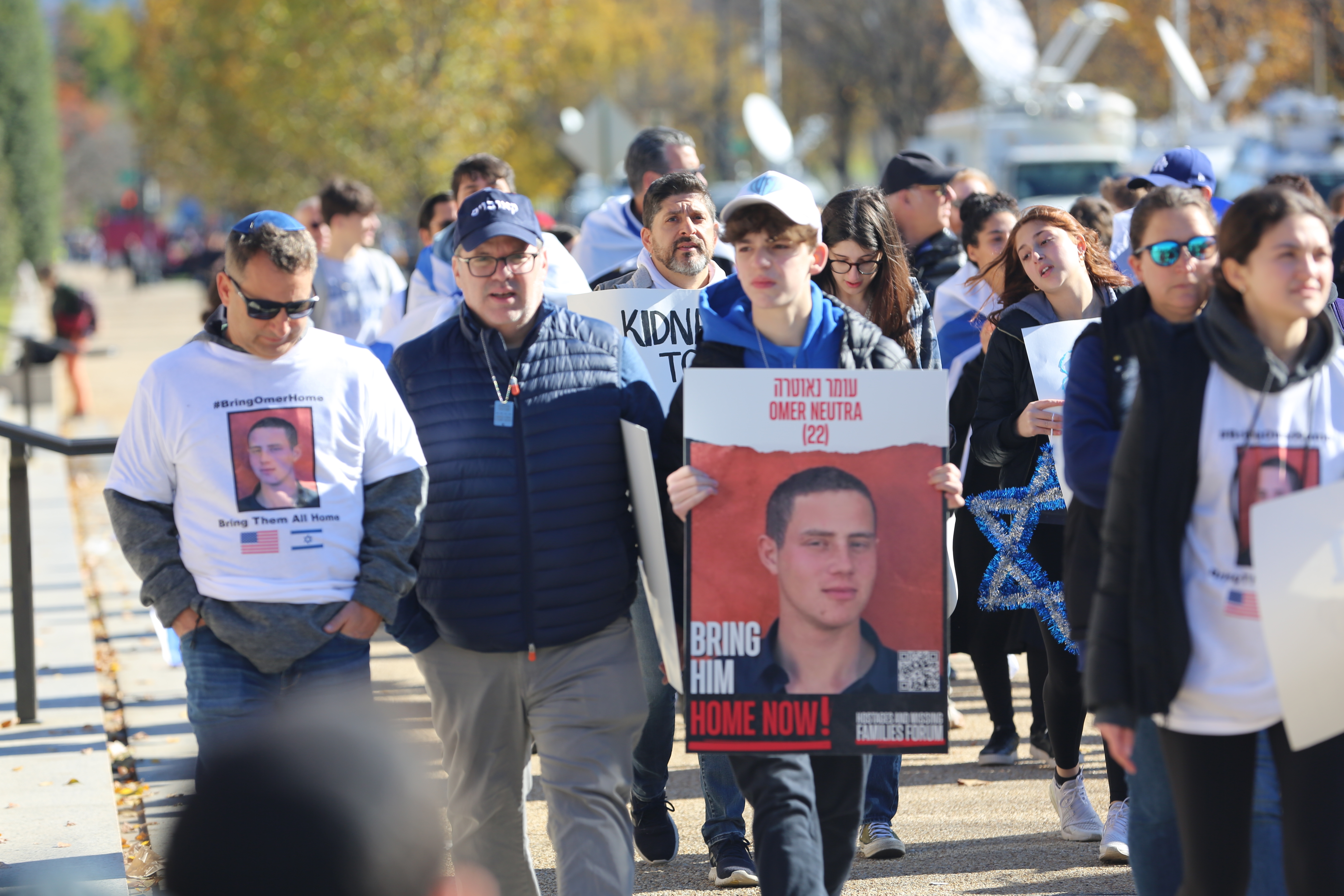 A crowd marches at the National Mall on Tuesday, November 14, 2023 in Washington, DC.