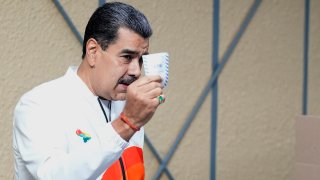President Nicolas Maduro votes in a referendum regarding Venezuela's claim to the Essequibo