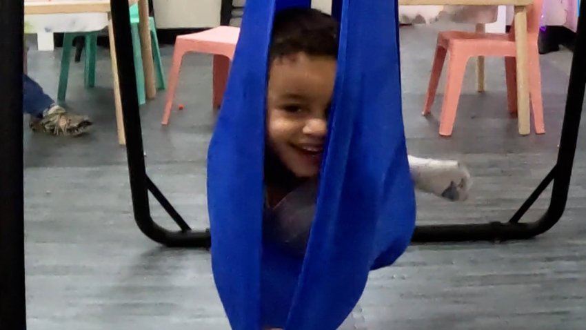 Maddox plays in the Little Wanderers Sensory Play indoor playspace.