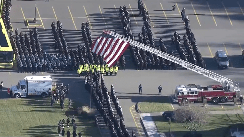 Hundreds of people turned out to remember Waltham Police Officer Paul Tracey at his wake on Thursday, Dec. 14, 2023.