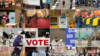 TOPSHOT – (COMBO) This combination of pictures created on November 03, 2020 shows (from L-R, top to bottom): the five town’s residents after voting during the historic midnight vote in Dixville Notch, New Hampshire; voters casting their ballots in Sterling, Virginia; people filling out their ballots in Seattle, Washington; voters casting their ballots in Miami, Florida; a poll volunteer monitoring a polling station in Las Vegas, Nevada; voters casting their ballots in Los Angeles; a voter casting her ballot in New York City; voters in Los Angeles; voters casting their ballots in Arlington, Virginia; a woman casting her ballot in El Paso, Texas; a mother getting help from her daughterin Seattle, Washington; a voter in Las Vegas; a two-year-old waiting for his mother to cast her ballot in Granby, Colorado; people filling out their ballots in Washington, DC; residents voting in Minneapolis, Minnesota; and voters casting their ballots in Hillsboro, Virginia on November 3, 2020. Americans were voting on Tuesday under the shadow of a surging coronavirus pandemic to decide whether to reelect Republican Donald Trump, one of the most polarizing presidents in US history, or send Democrat Joe Biden to the White House. (Photo by AFP) (Photo by JOSEPH PREZIOSOANDREW CABALLERO-REYNOLDSJASON REDMONDCHANDAN KHANNARONDA CHURCHILLROBYN BECKBRYAN R. SMITHVALERIE MACONOLIVIER DOULIERYJUSTIN HAMELJASON CONNOLLYNICHOLAS KAMMKEREM YUCEL/AFP via Getty Images)