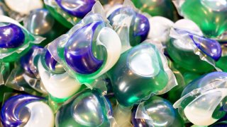 FILE -- Procter & Gamble Co. Tide Pods brand laundry detergent is arranged for a photograph in Tiskilwa, Illinois, on Monday, Jan. 22, 2018.