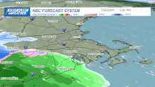 A map showing rain and snow from a storm hitting Greater Boston on Tuesday, Jan. 9, 2024, into Wednesday.