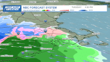 A map showing rain and snow from a storm hitting Greater Boston on Tuesday, Jan. 9, 2024, into Wednesday.