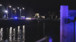 Police investigate a crash near Gulf Road at Smith Neck Road in Dartmouth, Massachusetts, on Friday night, Jan. 5, 2024. (WJAR)