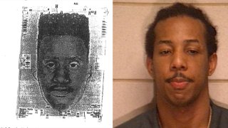 At left, a police sketch released of the shooter in a long-unsolved 1991 killing in Fall River, Massachusetts. At right, an image of Claudio Jorge, the man recently identified as the shooter.