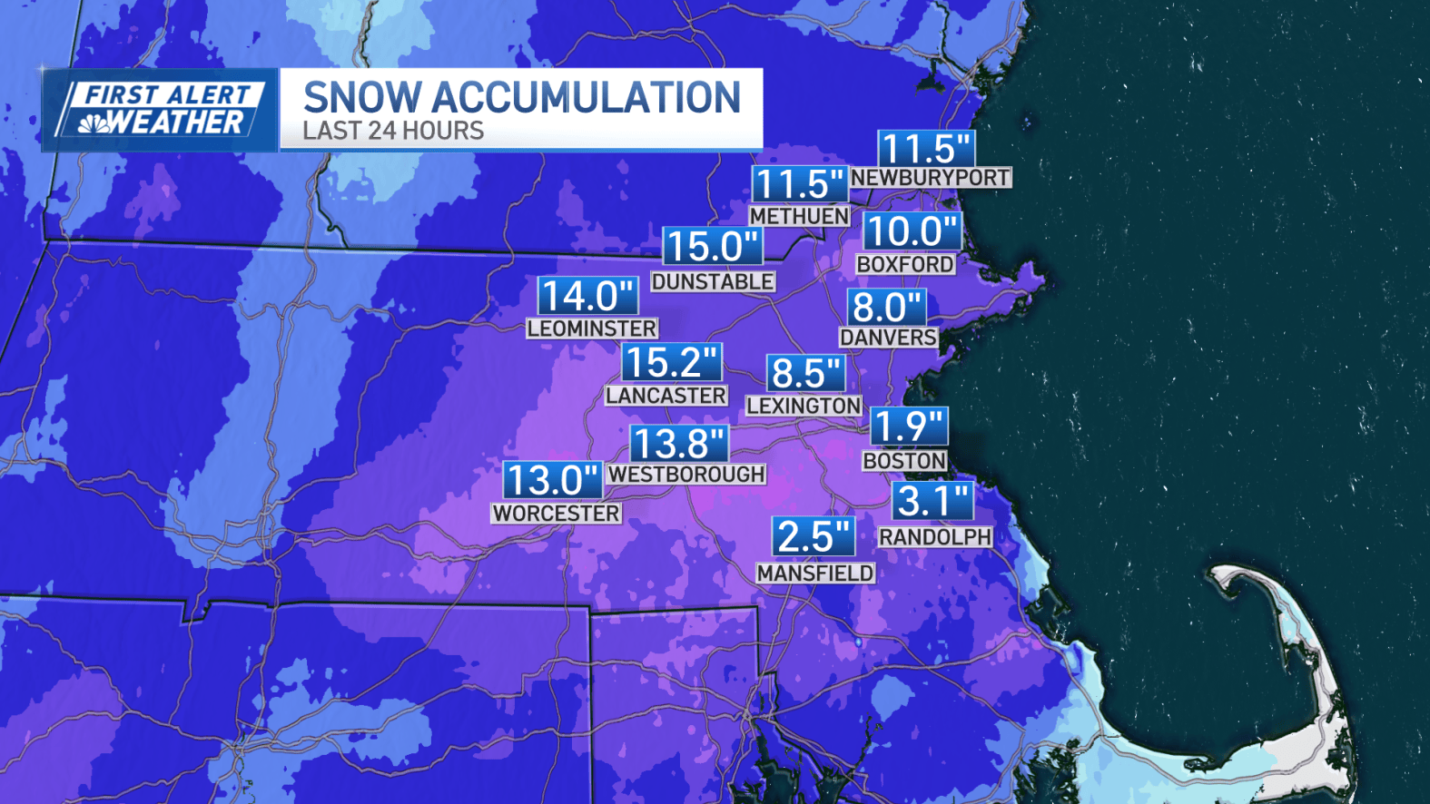 Boston Snow Inches Snowfall totals in MA, NH: How much snow did we get? – NBC Boston