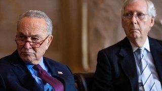 From left, Senate Majority Leader Chuck Schumer, D-N.Y., and Senate Minority Leader Mitch McConnell, R-Ky.